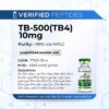 A peptide information sheet for the Verified Peptides TB 500 peptides.