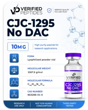 An information sheet for our 10MG CJC-1295 No DAC peptide.