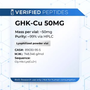 An information sheet for our 50MG GHK-Cu peptide.