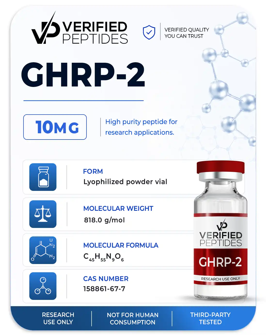 An information sheet for our 10MG Ghrp-2 peptide.