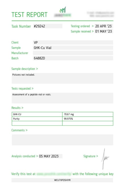 GHK-Cu May 2023 Lab Report