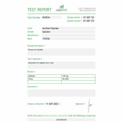 Epitalon Lab Report September 2023