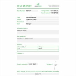 Thymosin Alpha-1 Lab Report Sepetember 2023