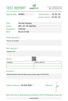 bpc-157 tb-500 blend endotoxin lab test August 2024
