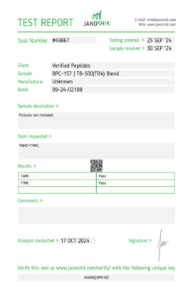 BPC-157 TB-500 Blend Sterility Lab Test October 2024