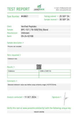 BPC-157 TB-500 Blend Endotoxin Lab Test October 2024
