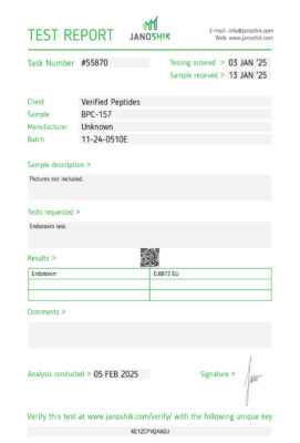 BPC157 Endotoxin Lab Report January 2025