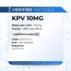 A peptide information sheet for the Verified Peptides 10mg KPV peptide.