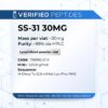 A peptide information sheet for the Verified Peptides SS 31 peptide.