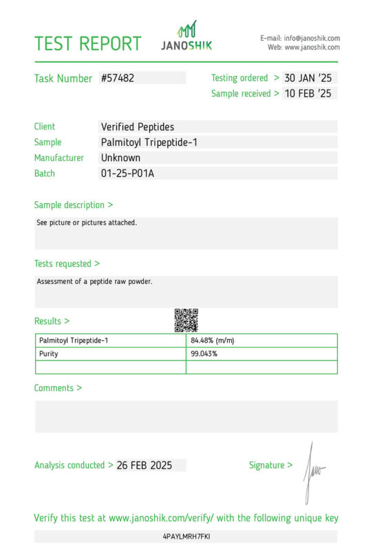 Matrixyl 3000 Pal-GHK Lab Test February 2025