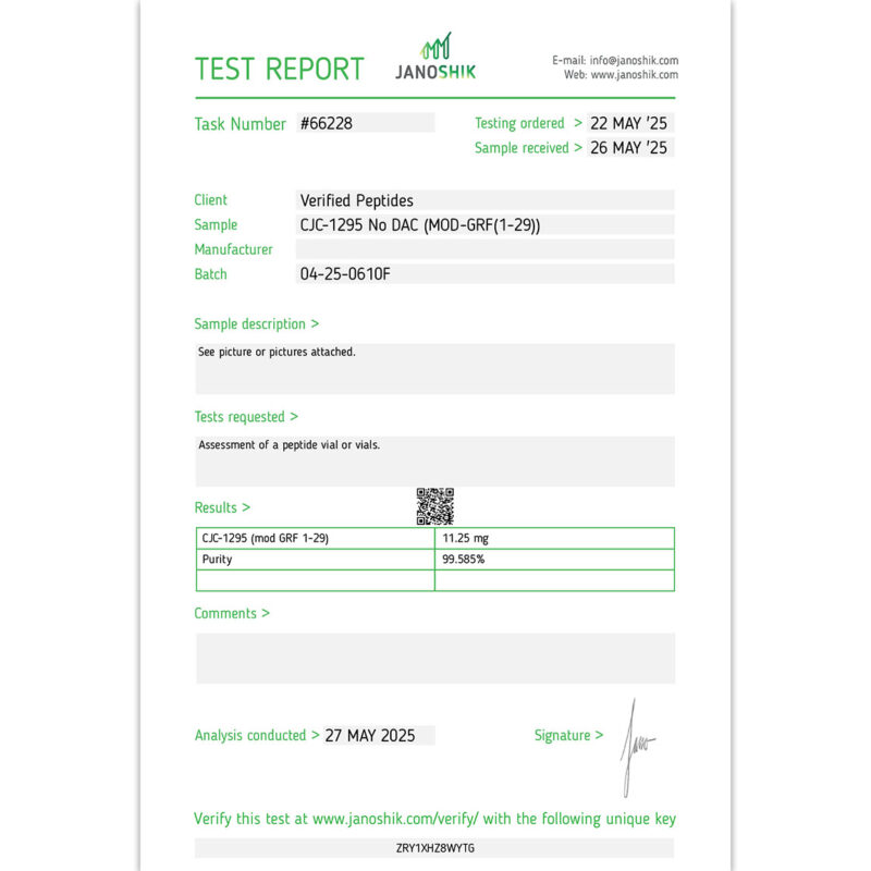 CJC-1295 No DAC Lab Report Test May 2025