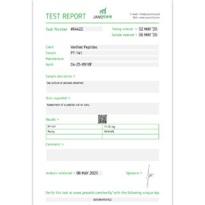 Buy our peptide PT 141 that is third-party tested and verified for 99% purity.