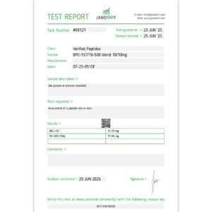 BPC157 TB500 Blend Lab Report Test July 2025