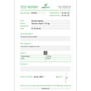 Thymosin Alpha-1 Lab Test Report July 2025 sq