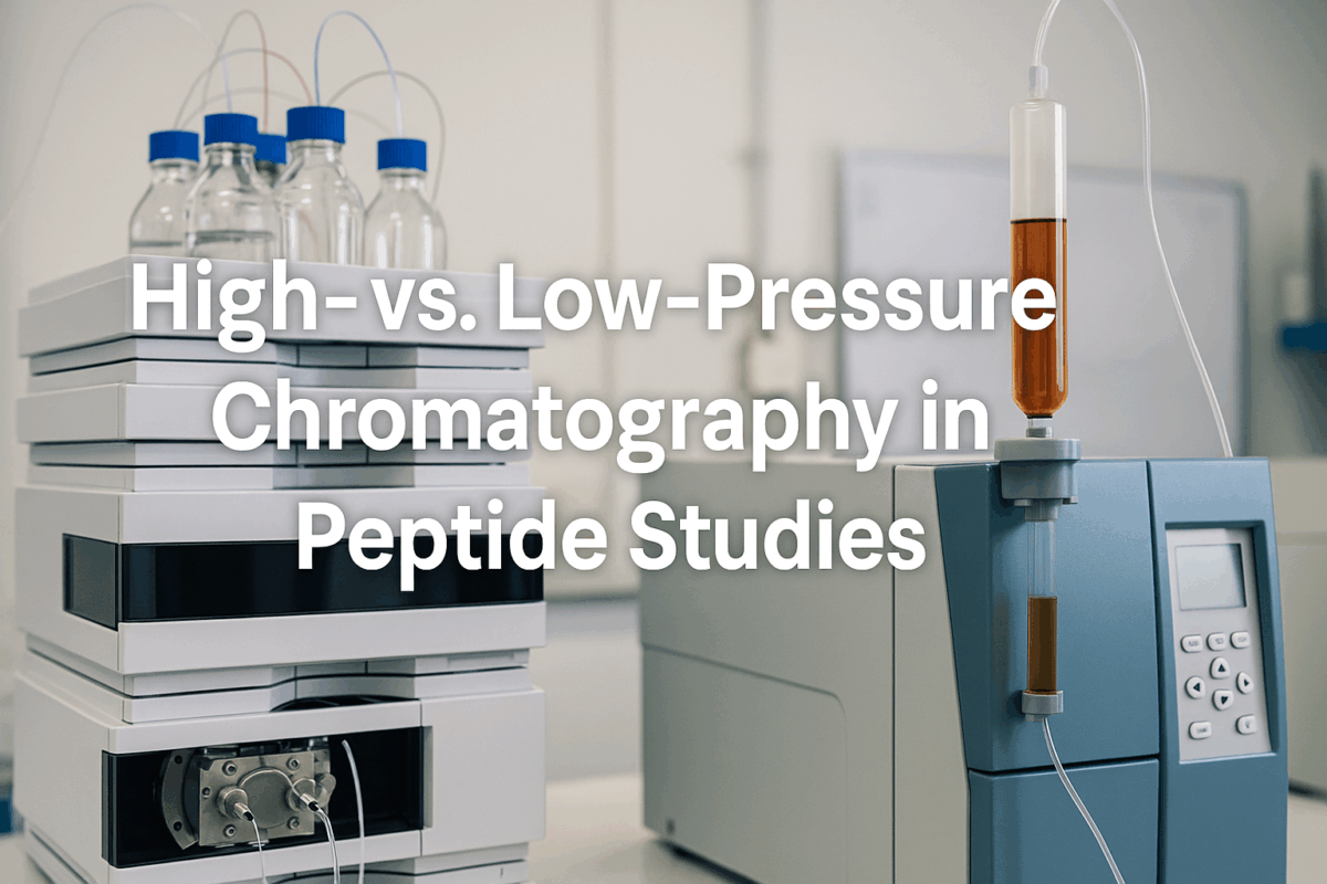 An explanation of high pressure vs low pressure chromatography in peptide studies.