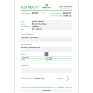 TB-500 Peptide Purity Certificate of Analysis Lab Test Report September 2025