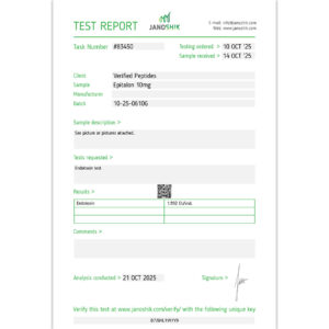 Epitalon Peptide Endotoxin Certificate of Analysis Lab Test Report October 2025