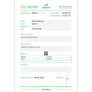 Epitalon Peptide Purity Certificate of Analysis Lab Test Report October 2025