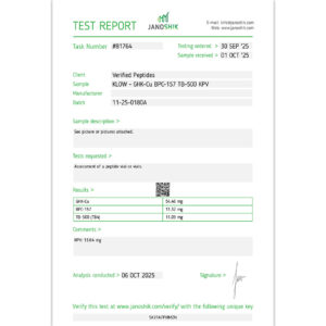 KLOW Peptide Purity Certificate of Analysis Lab Test Report October 2025