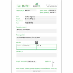 5-Amino 1MQ Peptide Purity Certificate of Analysis Lab Test Report November 2025