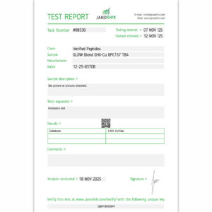 GLOW Peptide Endotoxin Certificate of Analysis Lab Test Report November 2025