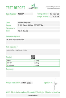 GLOW Peptide Purity Certificate of Analysis Lab Test Report November 2025