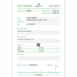 GLOW Peptide Purity Certificate of Analysis Lab Test Report November 2025