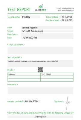P21 Peptide Endotoxin Certificate of Analysis Lab Test Report June 2026