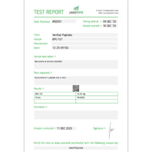 BPC-157 Peptide Purity Certificate of Analysis Lab Test Report December 2025