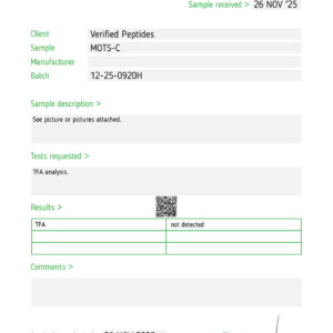 MOTS-C Peptide TFA Certificate of Analysis Lab Test Report November 2025