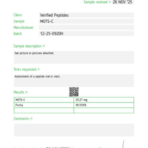 MOTS-C Peptide purity Certificate of Analysis Lab Test Report November 2025