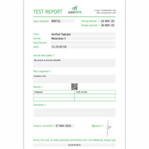 MT II Peptide Endotoxin Certificate of Analysis Lab Test Report October 2025