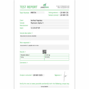 Thymosin Alpha-1 Peptide purity Certificate of Analysis Lab Test Report November 2025