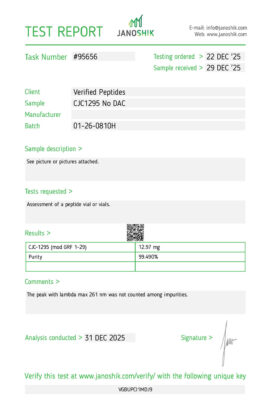 CJC-1295 No DAC Peptide Purity Certificate of Analysis Lab Test Report December 2025