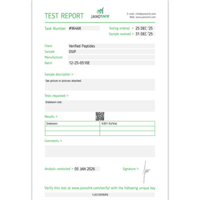 DSIP Peptide Endoxotin Certificate of Analysis Lab Test Report January 2026 sq