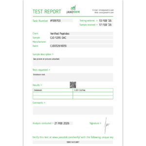 CJC1295 DAC Peptide Endotoxin Certificate of Analysis Lab Test Report February 2026