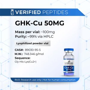 An information sheet for our 50mg GHK-Cu peptide.