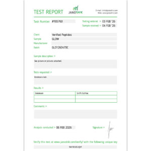 GLOW Peptide Endotoxin Certificate of Analysis Lab Test Report December 2026