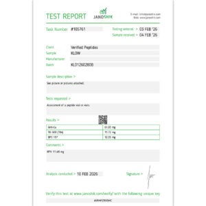 KLOW Peptide Purity Certificate of Analysis Lab Test Report February 2026
