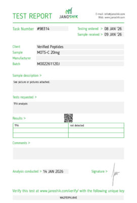 MOTS-c Peptide TFA Certificate of Analysis Lab Test Report January 2026