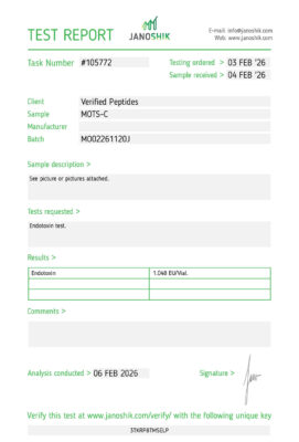 MOTSC Peptide Endotoxin Certificate of Analysis Lab Test Report February 2026