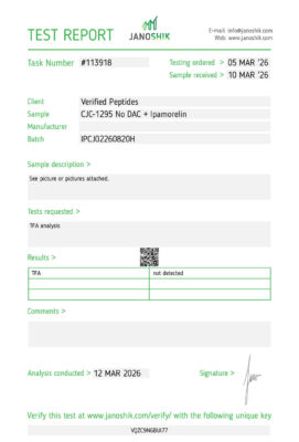 Ipamorelin CJC1295 Peptide TFA Certificate of Analysis Lab Test Report March 2026