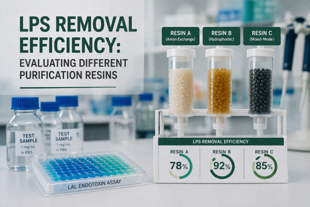 LPS removal efficiency in resin comparisons