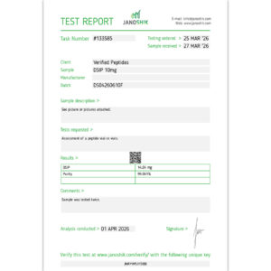 DSIP Peptide Purity Certificate of Analysis Lab Test Report April 2026 sq