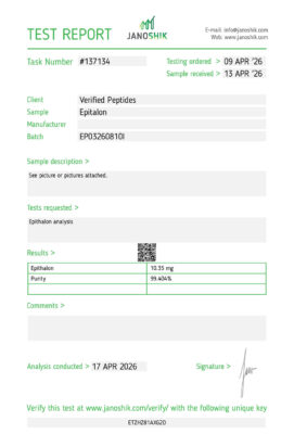 Epitalon Peptide Purity Certificate of Analysis Lab Test Report April 2026