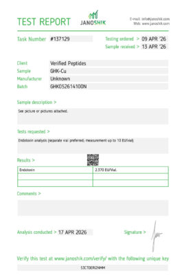 GHK-CU Peptide Endotoxin Certificate of Analysis Lab Test Report April 2026