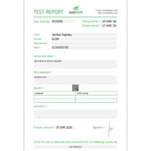 GLOW Peptide Endotoxin Certificate of Analysis Lab Test Report April 2026 sq