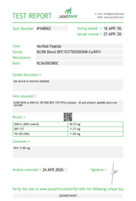 KLOW Peptide Purity Certificate of Analysis Lab Test Report April 2026