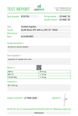 KLOW Peptide Purity Certificate of Analysis Lab Test Report March 2026 - 1