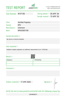 KPV Peptide Endotoxin Certificate of Analysis Lab Test Report April 2026